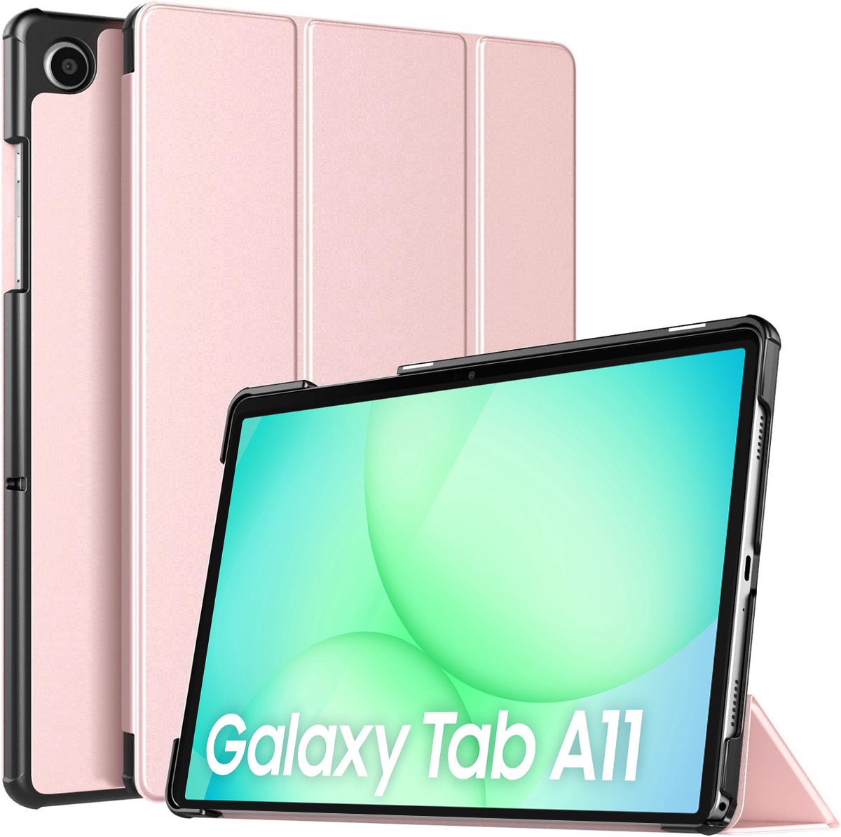 Hoes geschikt voor Samsung Galaxy Tab A11 - Arara Trifold Bookcase TabletHoes - Rosegoud