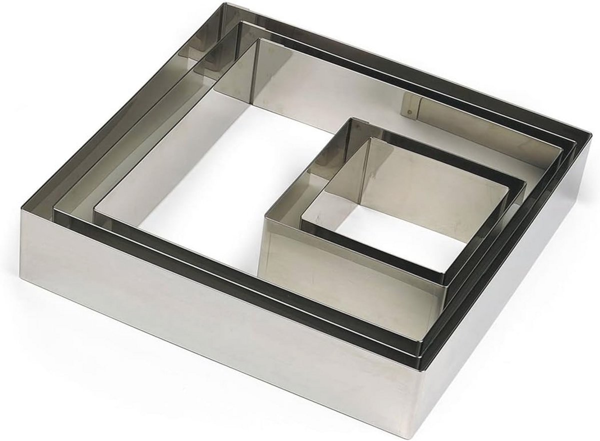 Vierkante RVS Taartvorm - 12 cm
