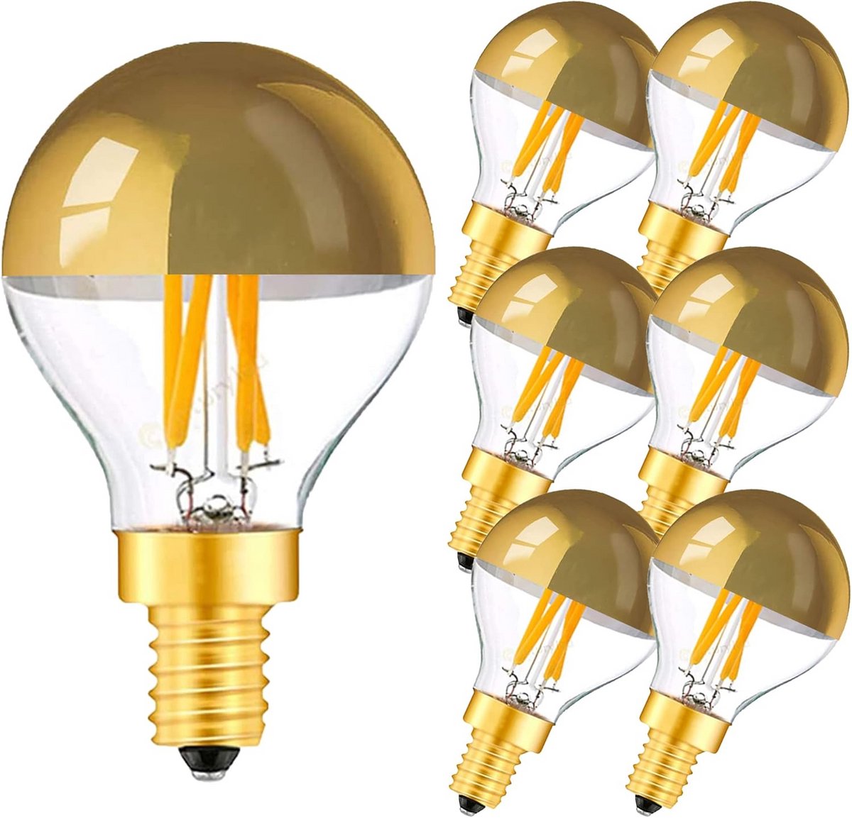 Set van 6 LED Filament Lampen E14 G45 Warm Wit Licht 4W