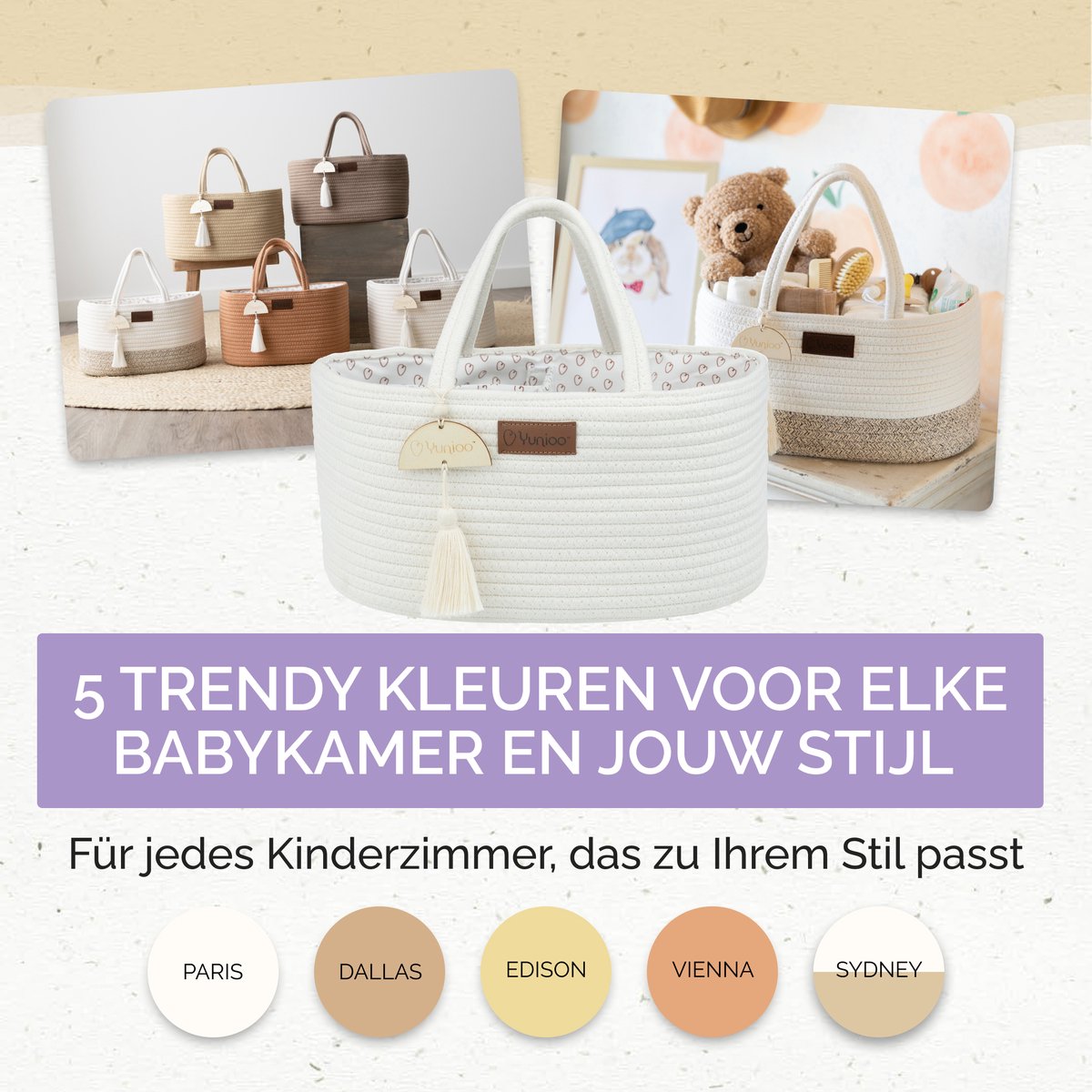 LG Yunioo Commodemandje - Katoenen luiermand (36x22cm, wit) thumbnail 7
