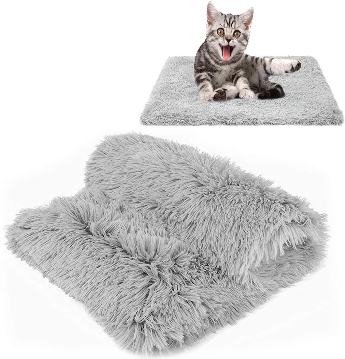 Pluche Hondendeken, Zachte Kattendeken, Fleece Deken, Wasbare Deken Voor Huisdieren, Honden, Katten En Puppy'S, Zachte Warme Mat Voor Huisdieren, Honden, Katten En Puppy's (Grijs, L: 100 X 75 cm)