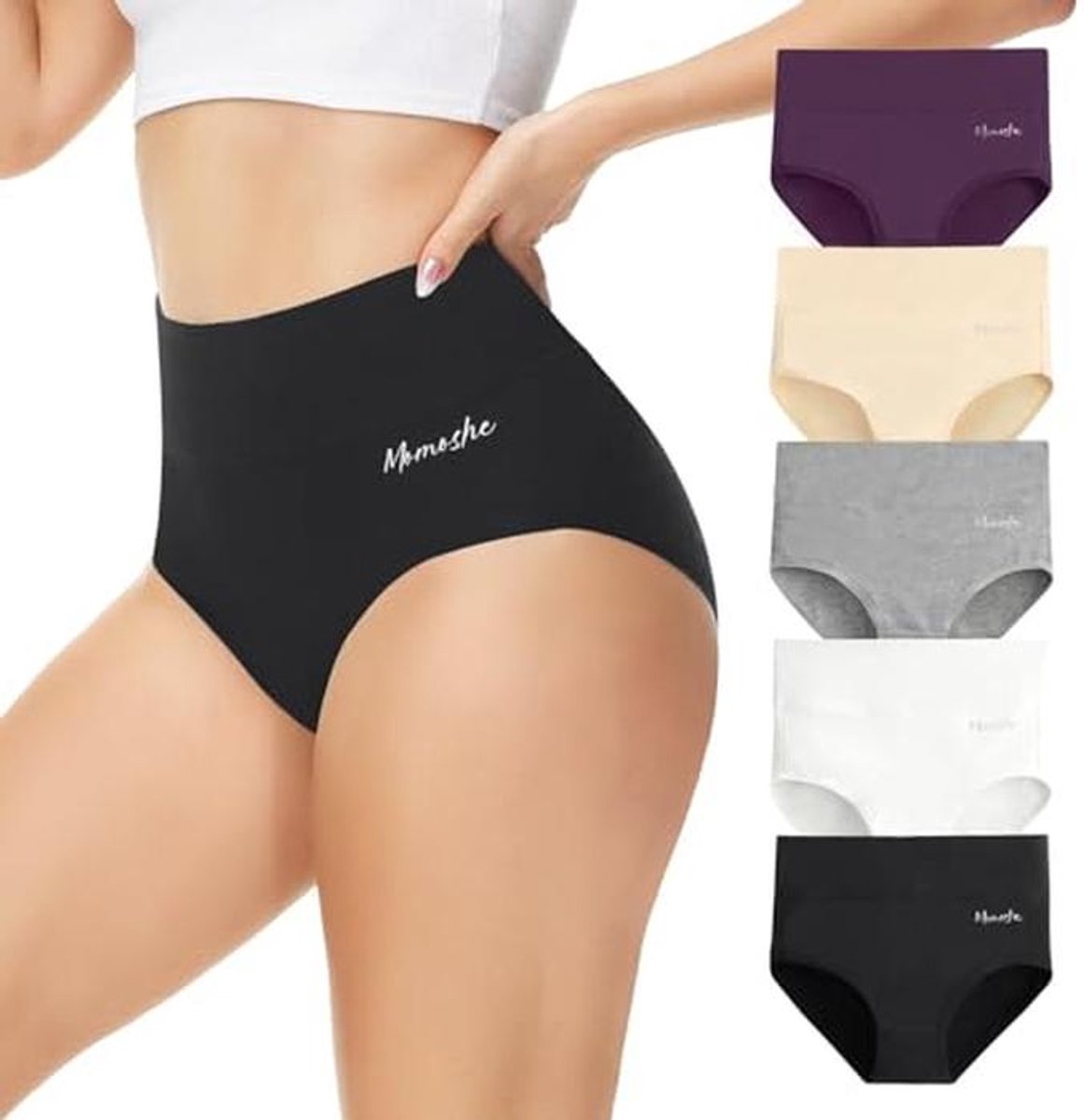 Hoge Taille Dames Onderbroek 5 Pack van Katoen - Ademend en Stretch