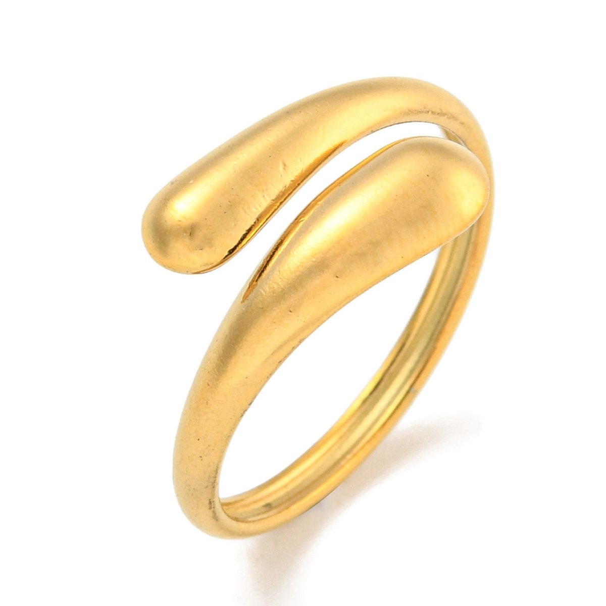 Ring stainless steel druppel bohemian, one size ring, goudkleurig, 100% waterproof, verstelbare ring, cadeau