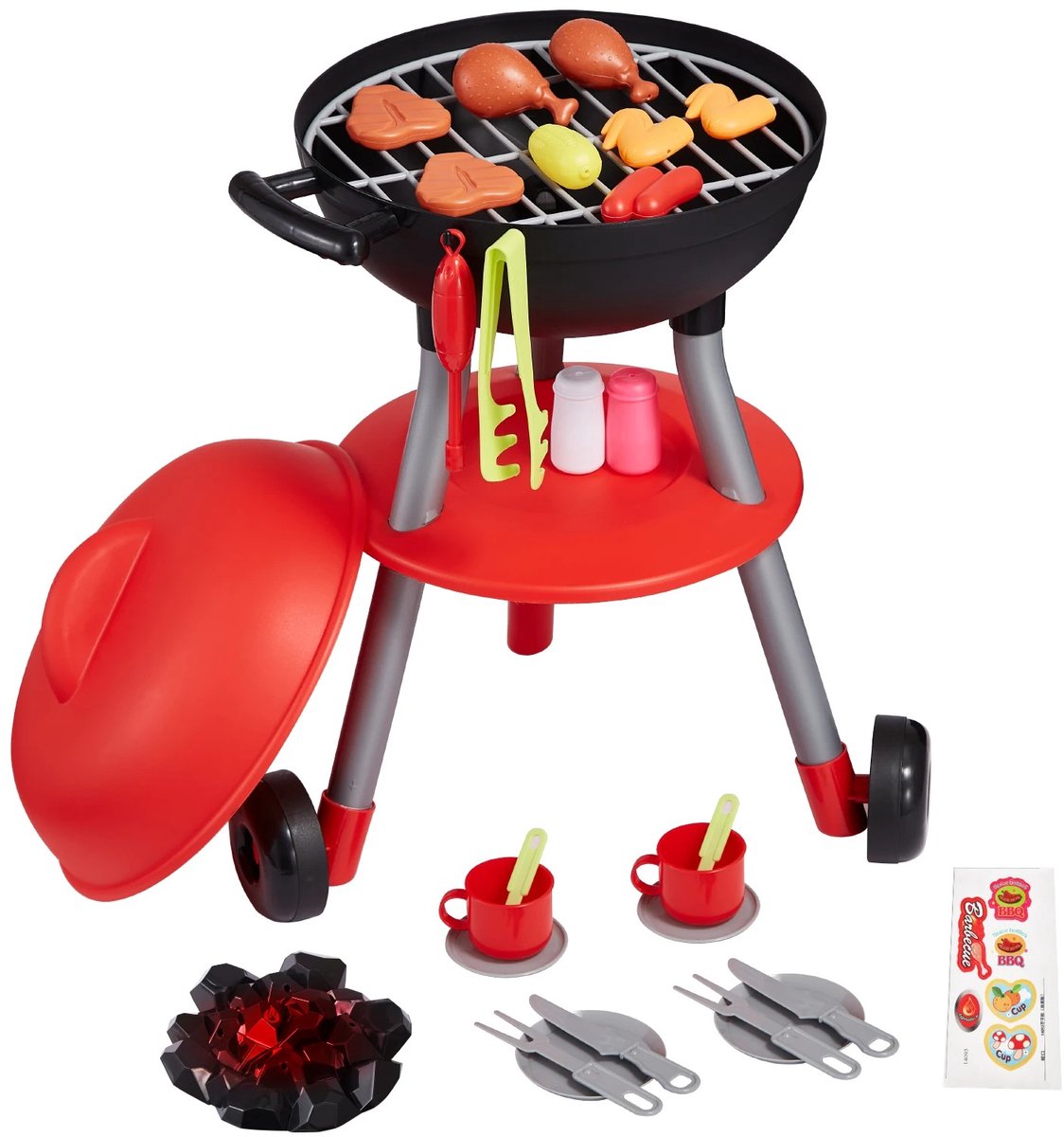 ROOTY Speelgoed - Speelgoed barbecue - Kinder bbq speelgoed - Realistische onderdelen - 28 stuks - Rood - Licht en geluidseffecten