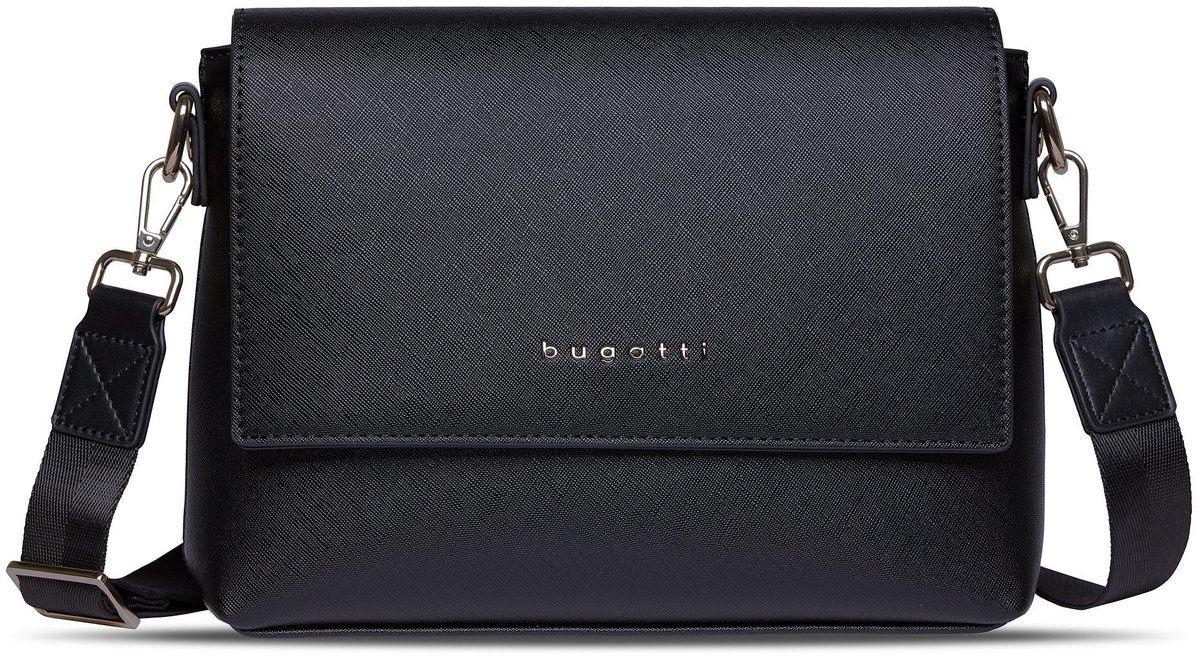 bugatti schoudertas Ella Shoulder Bag Black Saffiano zwart