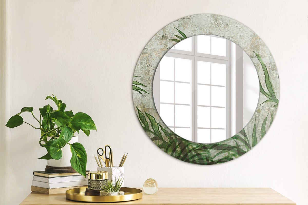 Coloray Bedrukte Spiegel - Varenbladeren Bedrukte Spiegel - 50 cm - Groente Bedrukte Spiegel - Bedrukte Spiegel - Spiegel Met Bedrukte Lijst - Spiegel Met Decoratie