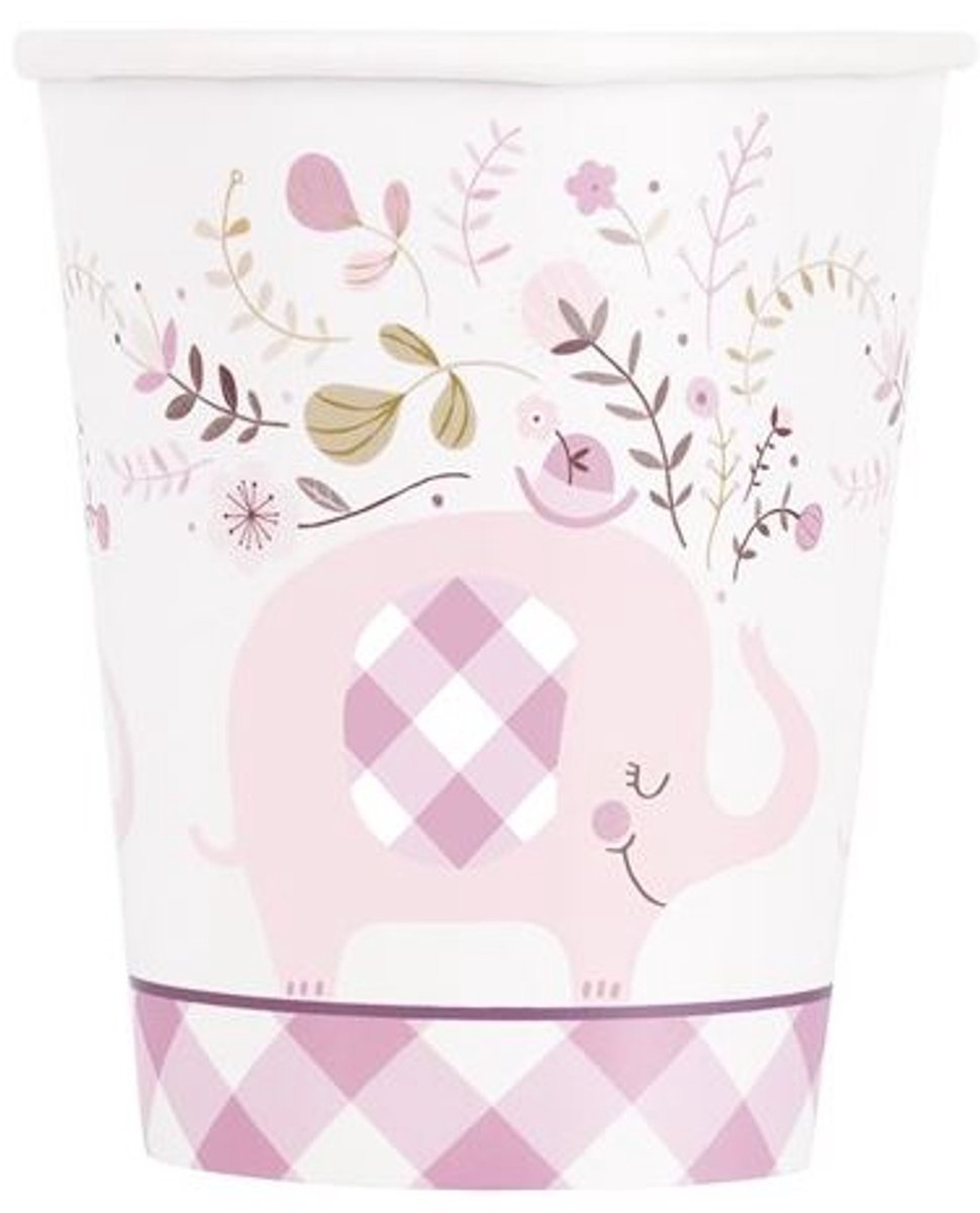 Bekers Floral Elephant Roze 25cl 8st