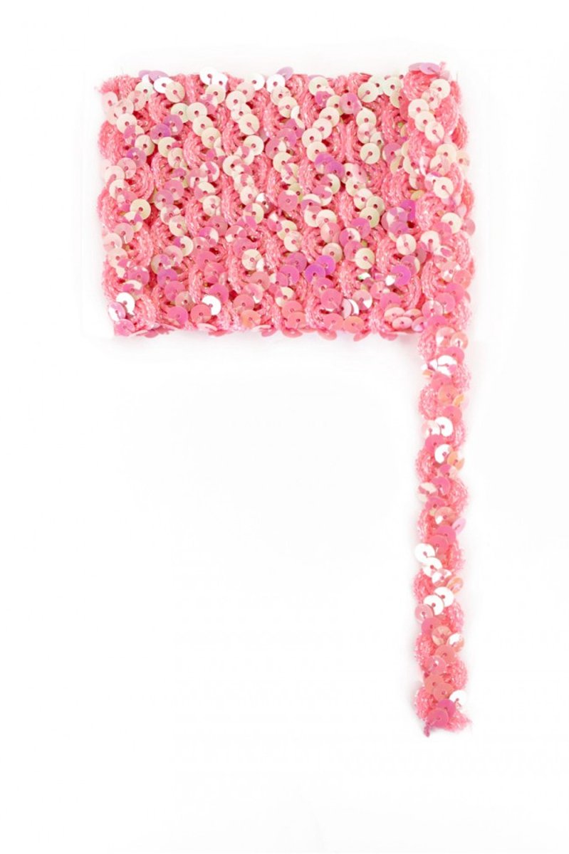 Paillettenband - Hobbyband - Golvend - Roze - 3 Meter