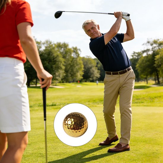 Golfballen - Gegalvaniseerde gouden golfballen - Cadeaugolfballen - Dubbellaags vergulde golfballen - Golfaccessoires -42.67mm - Geschikt voor geschenken, displays, decoraties en ceremonies - Goud van Merkloos — afbeelding 3