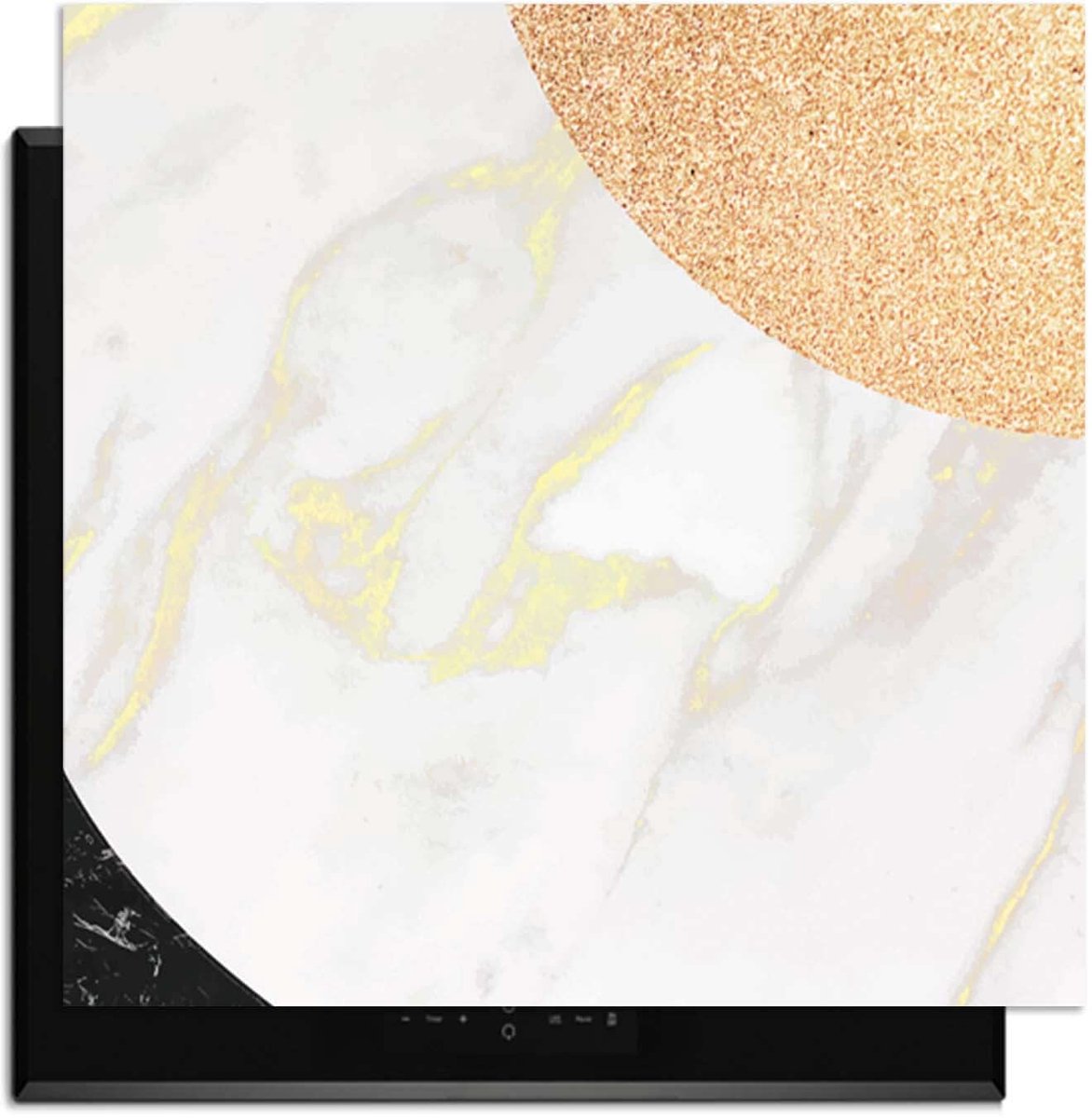 KitchenArt - Marble Chic - Inductie Beschermer - 59x52 cm - Kookplaat Beschermer - Luxe Afdekplaat Inductieplaat - Anti-slip & Oprolbaar - Beschermmat Inductiekookplaat