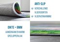 Onderkant van de speelmat met antislip textuur. Dikte 8mm.