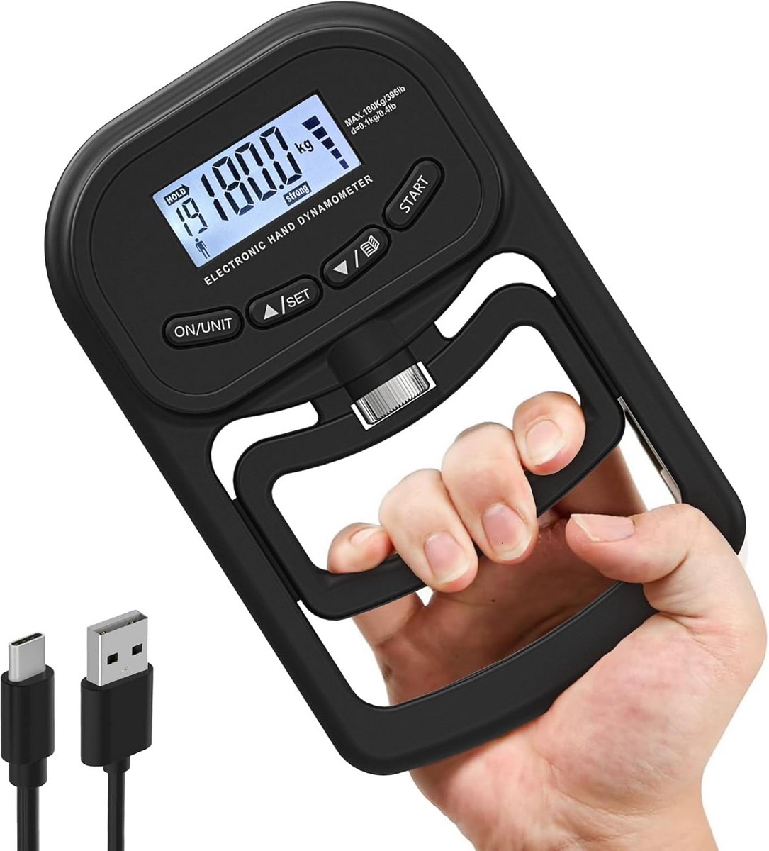 Digitale Handkrachtmeter met Geheugen voor 19 Gebruikers tot 180 kg