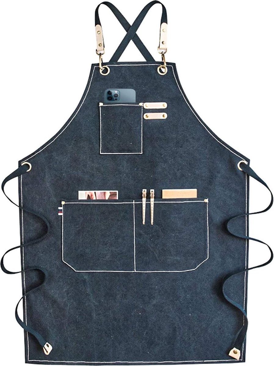 Stunq® Stijlvolle Canvas Schort voor Mannen en Vrouwen met Praktische Opbergvakken
