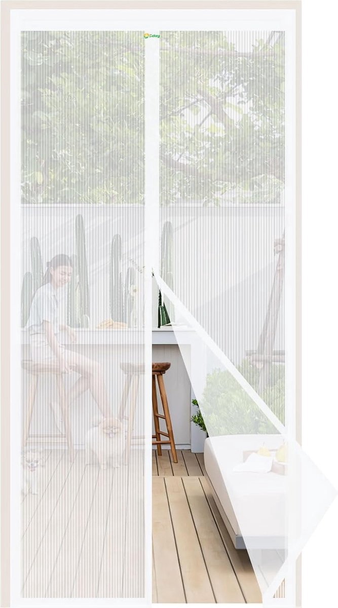 Stunq® Magnetisch vliegengaas voor deur, zonder boren, veilig voor katten, deurgordijn, balkon, magnetisch gordijn, insectenbescherming, vliegenbescherming met verbreed plakband, 100 x 210 cm, wit