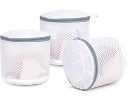 Set van 3 waszakken van mesh - Geschikt voor het wassen van delicate kledingstukken - Waszakken van mesh voor bh's met ophanglussen - Afmeting: 15 x 18 cm - Speciale waszakken voor lingerie