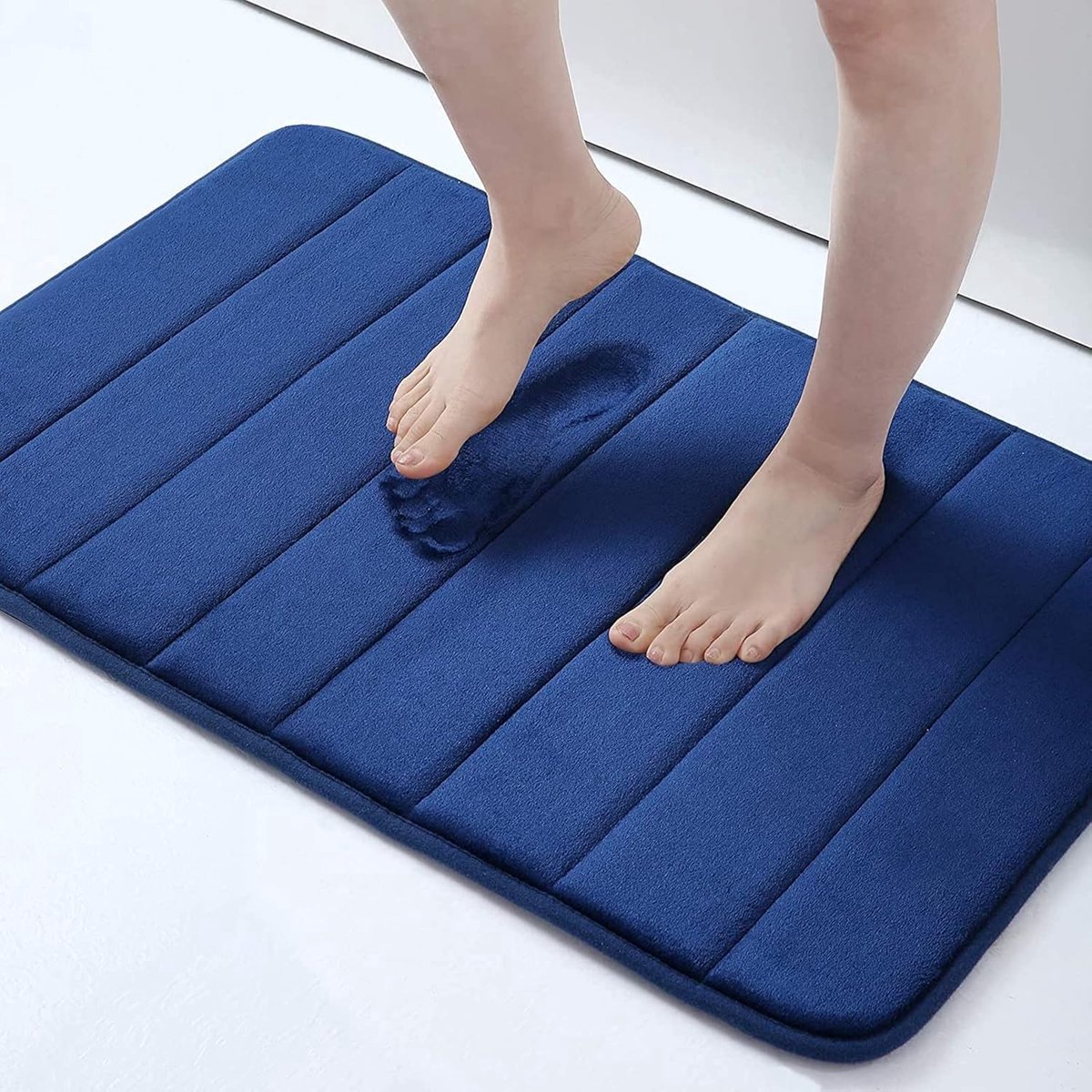 Stunq® Badmat van traagschuim, absorberend, antislip, wasbaar, marineblauw, 40 x 60 cm