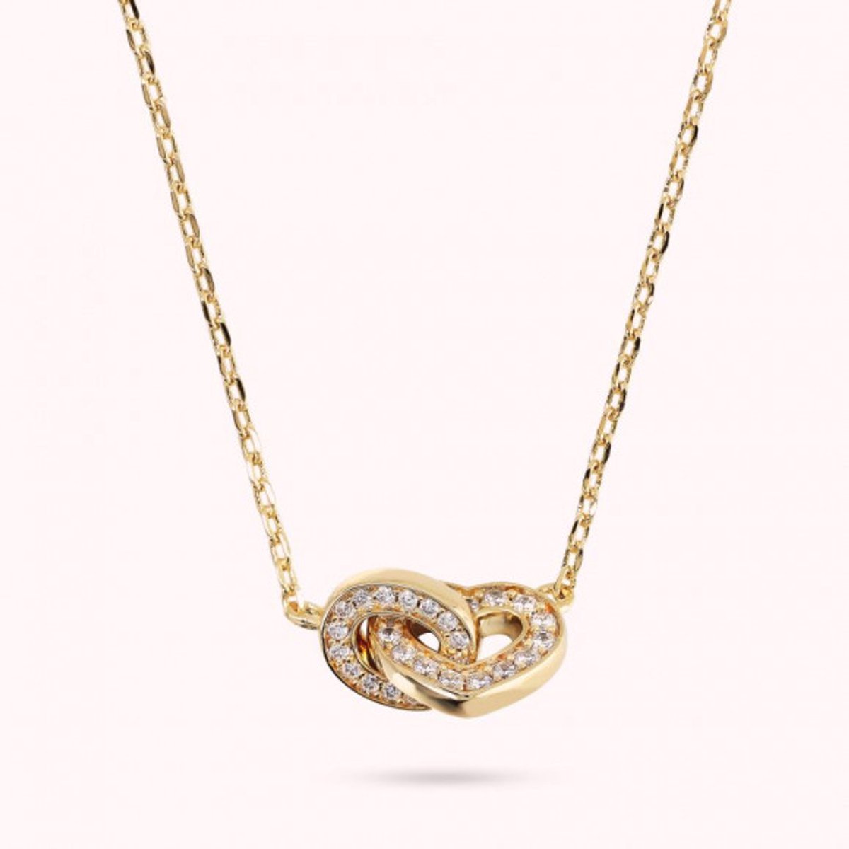 Bronzallure Golden-Heart Necklace With Cz For Valentines WSBZ02280Y.YG Brons 38