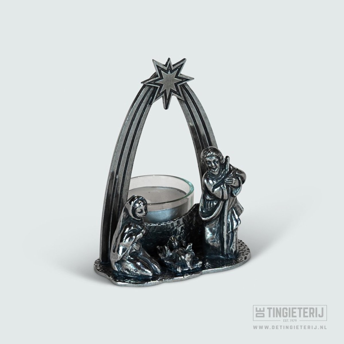 Kerststal met waxinelicht 12cm - Kerstdecoratie - Waxinelichthouder Kerst - Miniatuur kerststal - Sfeervol - Uniek en handgemaakt