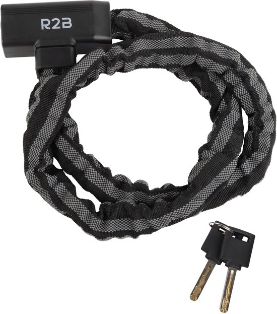 R2B Fietsslot met twee sleutels - 115 cm - Reflecterend - Kettingslot fiets - Fietssloten electrische fietsen - Fietsslot ketting - Bike Lock - Ketting Slot - Fiets Accessoires