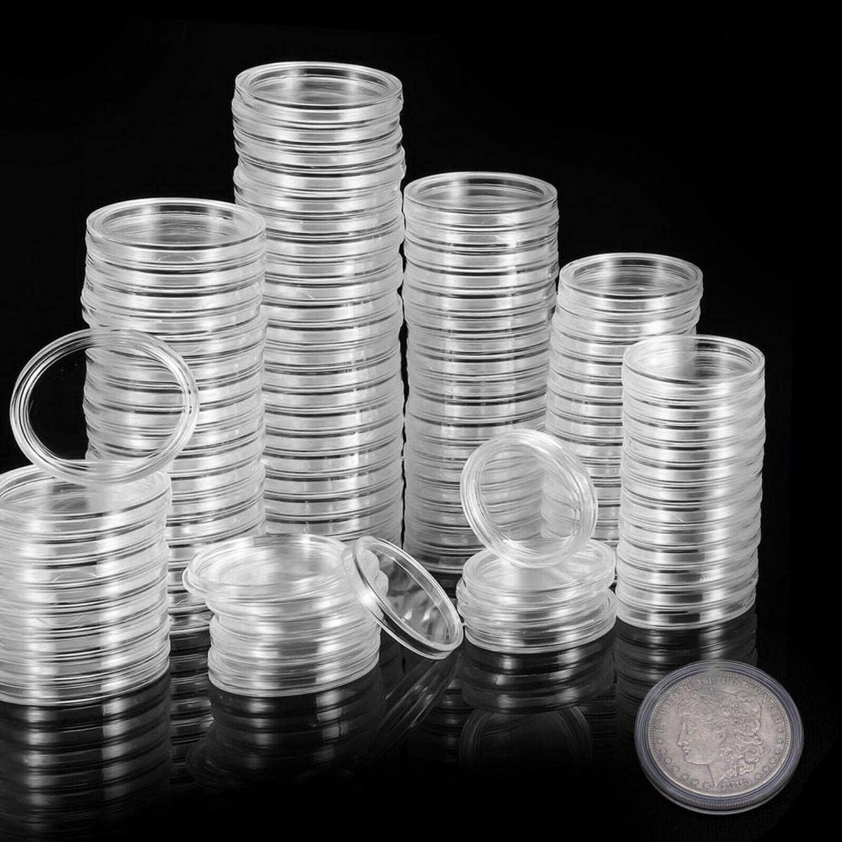 200x Ronde Munthouders 24mm - Transparante Capsules voor Muntencollectie