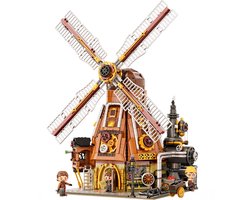 Pantasy 85026 Windmolen bouwset incl 4 minifigures | Classic Creator Modular Building | Expert Architecture Modelbouw | Technisch Educatief Speelgoed voor volwassenen & kinderen | Steampunk leger wapen smith dset geschikt voor Lego | 2450 bouwstenen