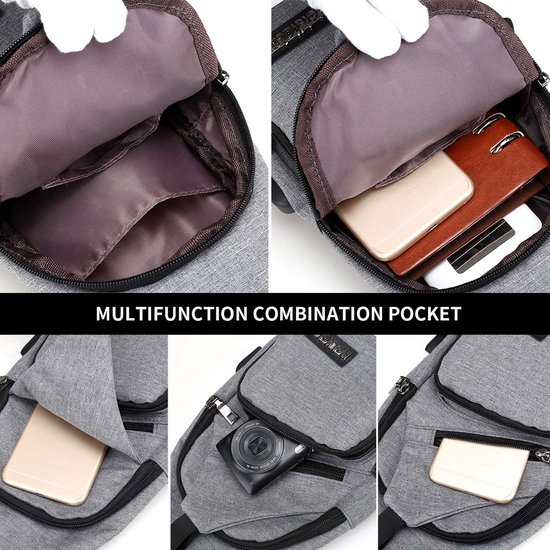 FANDARE Unisex Sling Bags Borst Schoudertas Kleine Dagrugzakken Vrouwen Mannen Crossbody Tassen Cover Pack Rugzak Casual Dagrugzakken voor Reizen Wandelen Fiets Sport Gym Dagrugzakken met Oortelefoon