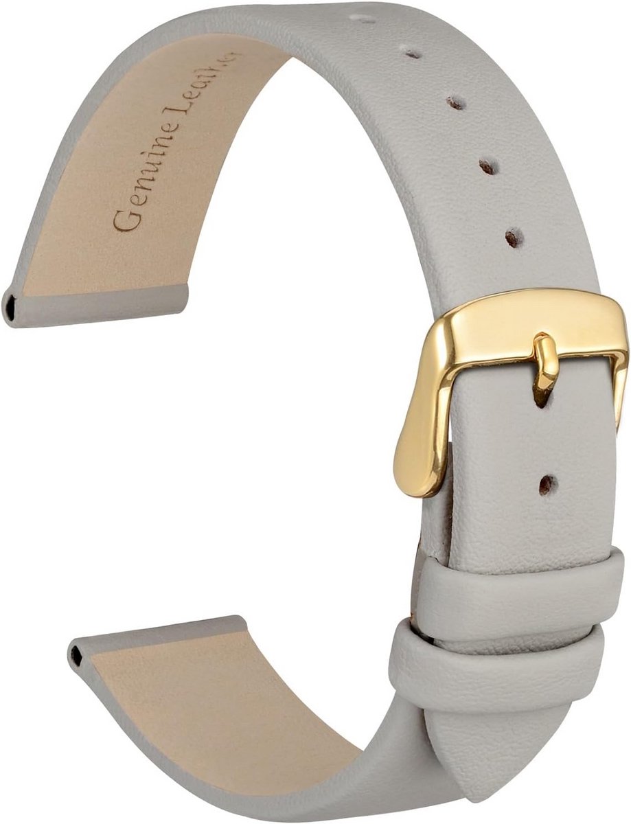 Elegante Lederen Horlogeband met Gouden Sluiting 14mm