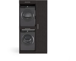 Wasophoogte® Wasmachine Kast New York - Wasmachine verhoger - Wasmachine ombouw - 700(D)*1115(B)*2110(H) mm - Zwart
