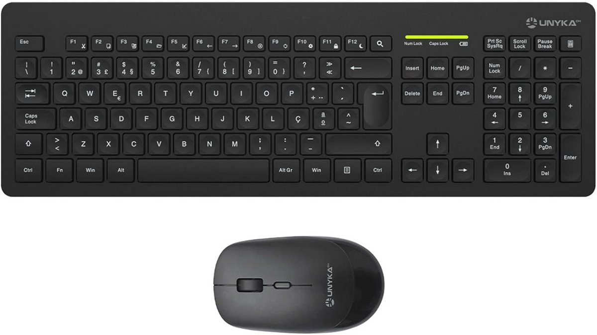 Draadloos Toetsenbord en Muis Set, Stille Membraantoetsen, USB 2.4 GHz, Ergonomisch