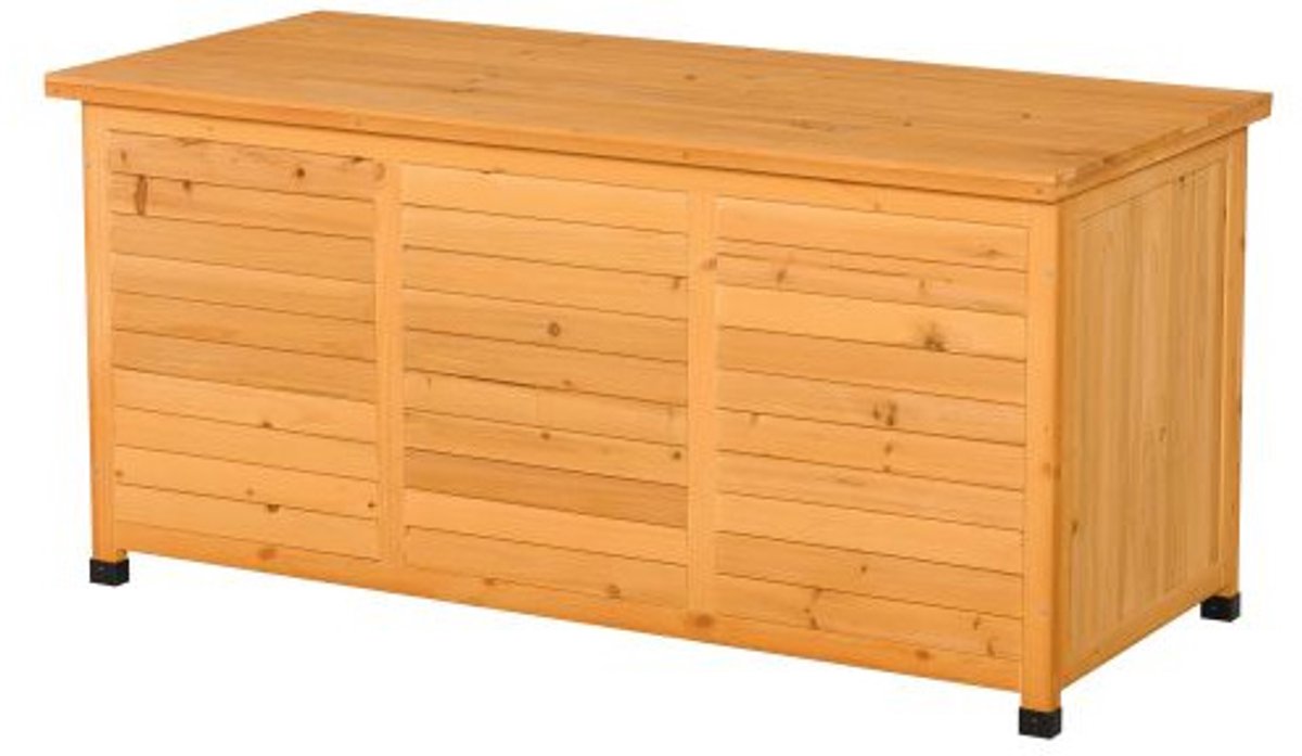 Tuinopbergkast, tuinopslagbox, tuin gereedschapskast, tuin gereedschapsopslag, tuinbank, geschikt voor tuin, terras, 127 x 56 x 60 cm, houtkleur, hout.