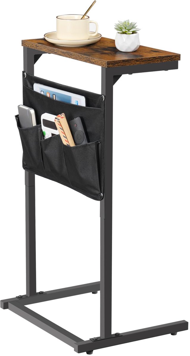 Unyqoos C-vormige multifunctionele tafel met afneembare vakken voor compacte ruimtes zwart