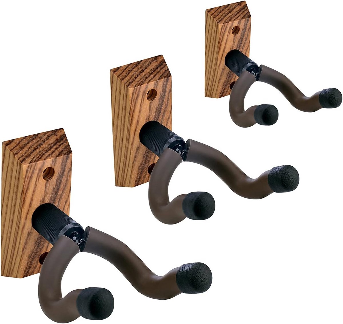 Wandhouders voor Gitaren en Instrumenten - Set van 3 met Zebra Hout
