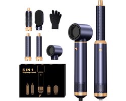 5-in-1 Hairstyler - 1000W Haardroogborstel 60.000 RPM - Krultang met Luchtstroom - Negatieve Ionen voor Glanzend Haar - Drogen en Stylen