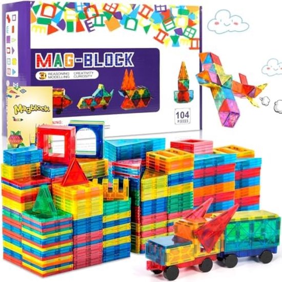 Magnetische Bouwstenen Set - 104 Delen Educatief Constructiespeelgoed