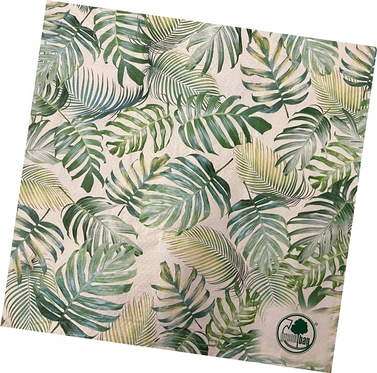 Herbruikbare boodschappentas met bladerenprint - 34x33 cm
