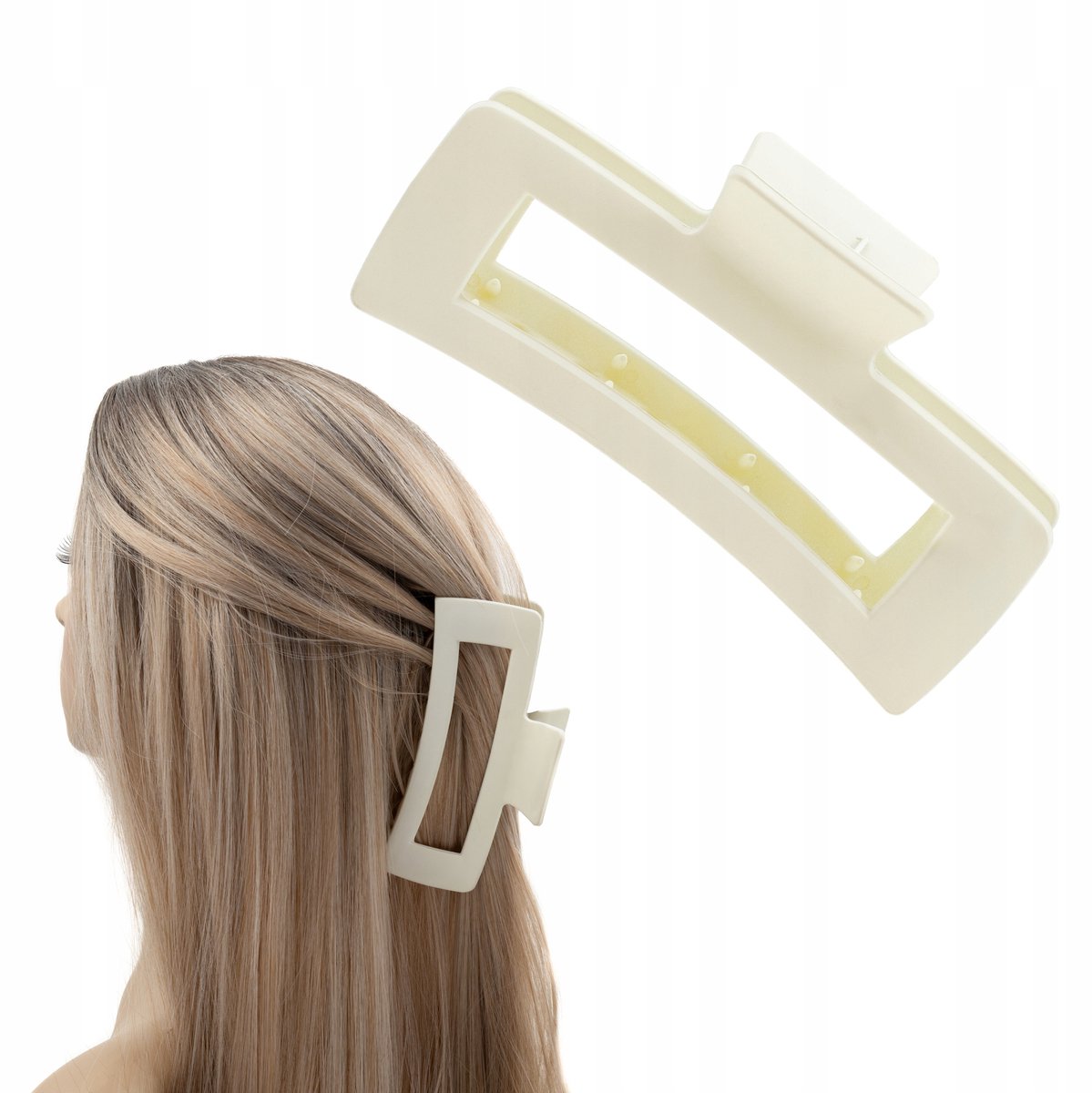 Grote Matte Rechthoekige Haarclip - Klassiek & Stijlvol
