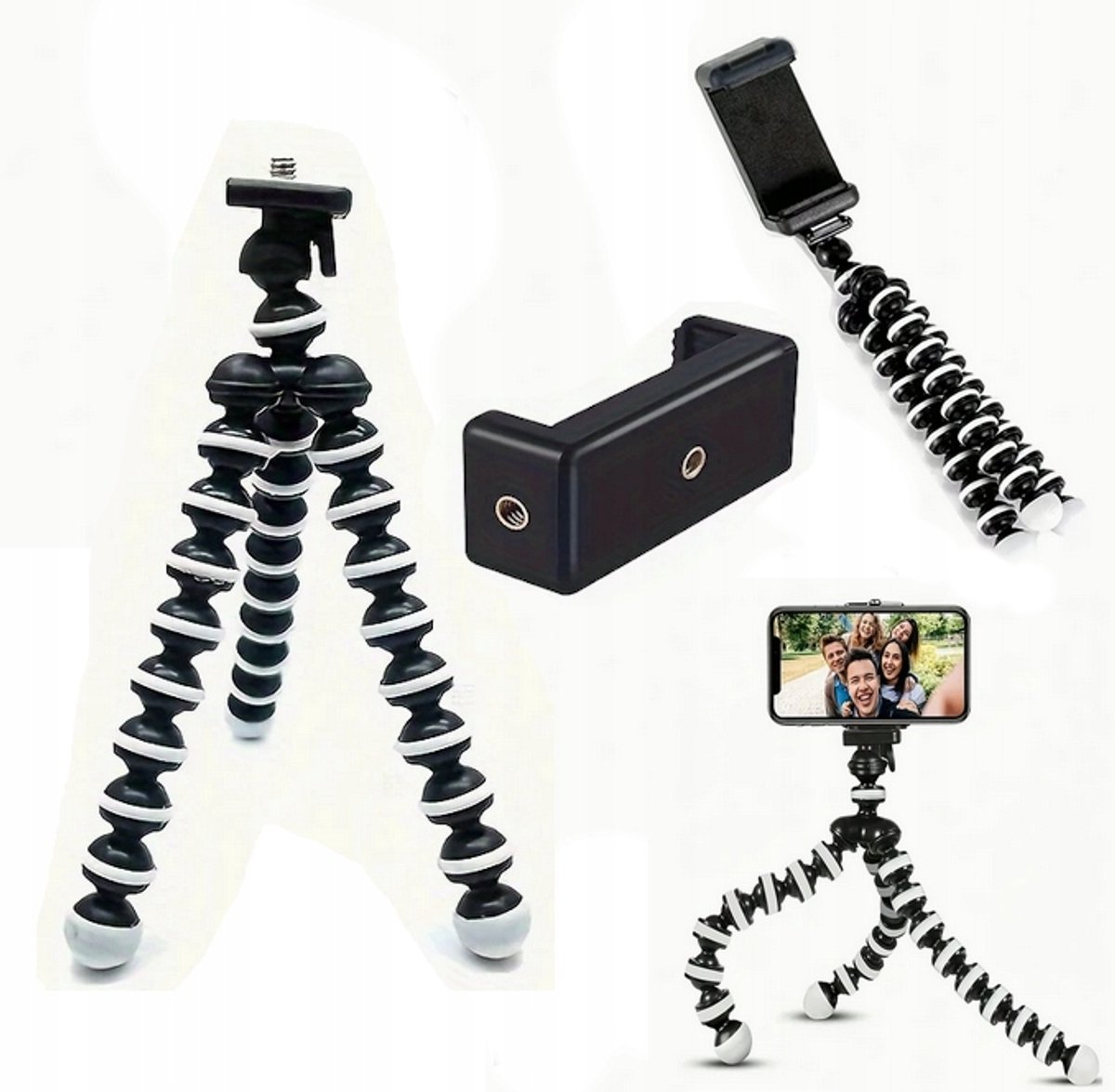 Flexibele Tripod Statief met Telefoonhouder - 1/4" Schroefdraad