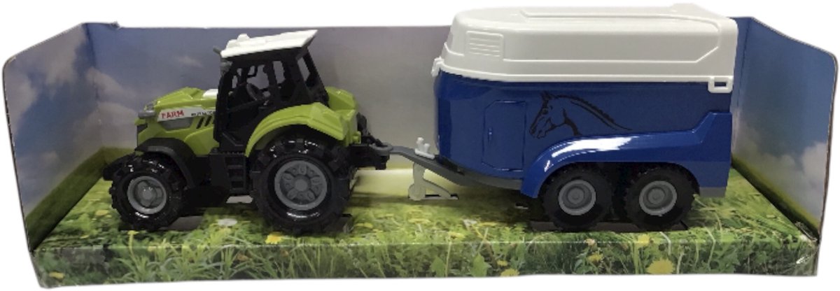 VROOM Farm Truck Tractor met Paardenaanhanger 23 cm traktor met licht en geluid