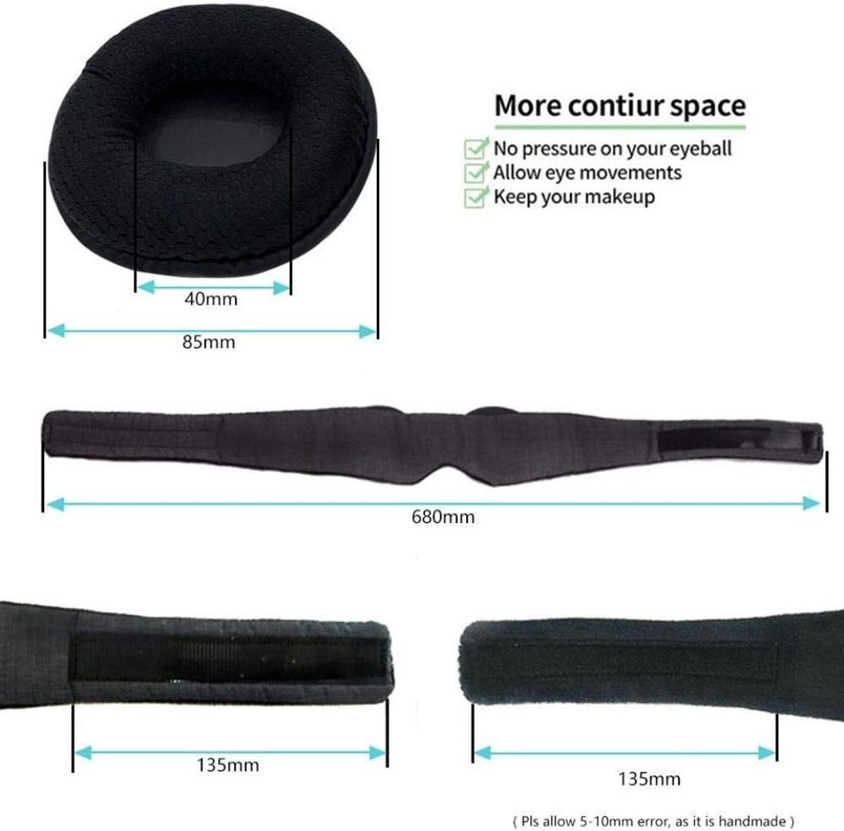 100% verduisterend 3D slaapmasker voor dames en heren - Ultrazacht en comfortabel — afbeelding 3