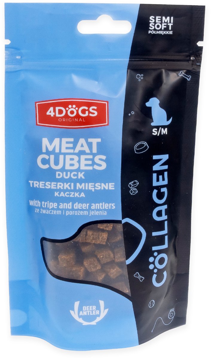4DOGS – Trainingssnacks van eend – Pens en gewei SEMI-SOFT – Klein – 100 g – Natuurlijk