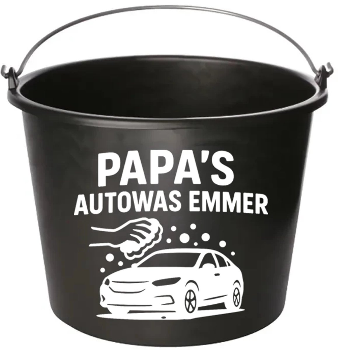 Emmer - Papa's autowas emmer - Cadeau emmer - met tekst - 12 liter - zwart