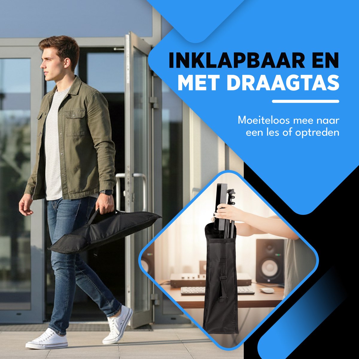 Finesse Muziekstandaard voor Bladmuziek - Opvouwbaar - met Draagtas - Lessenaar - voor Tablet -Zwart — afbeelding 4
