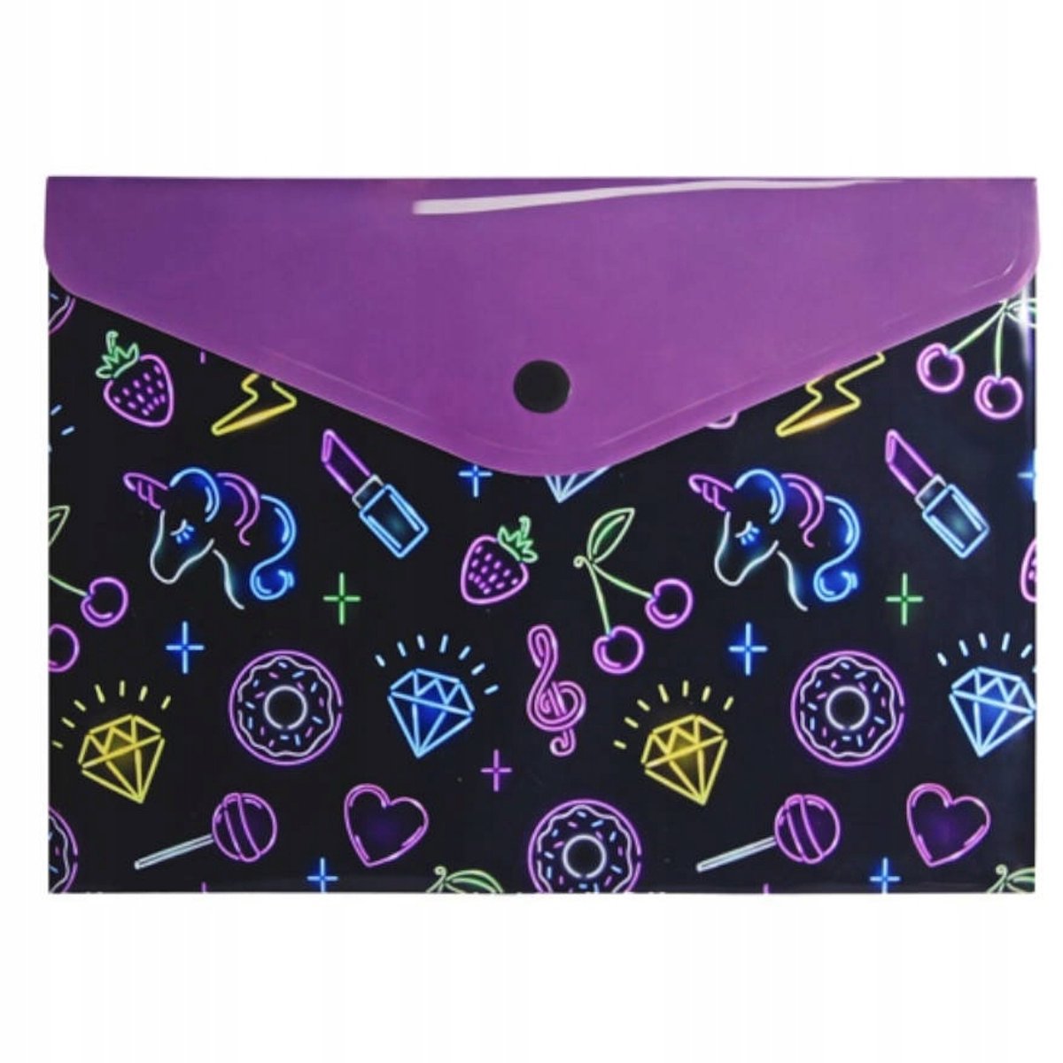 A5 Map met Drukknop - Neon Kleuren - PP Folie