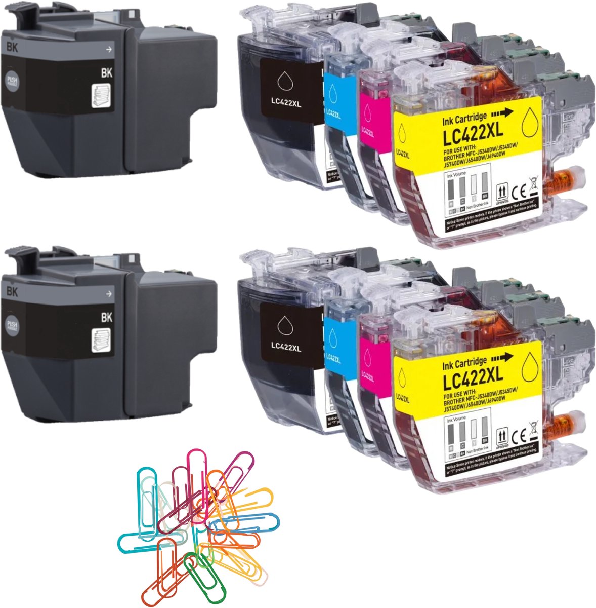 10-pak Inktcartridges - Geschikt voor Brother LC-422XL / LC422 XL - Multipack voor MFC-J5340DW / J5740DW / J6940DW - Hoge Capaciteit (4x Zwart, 2x Cyaan, 2x Magenta, 2x Geel)