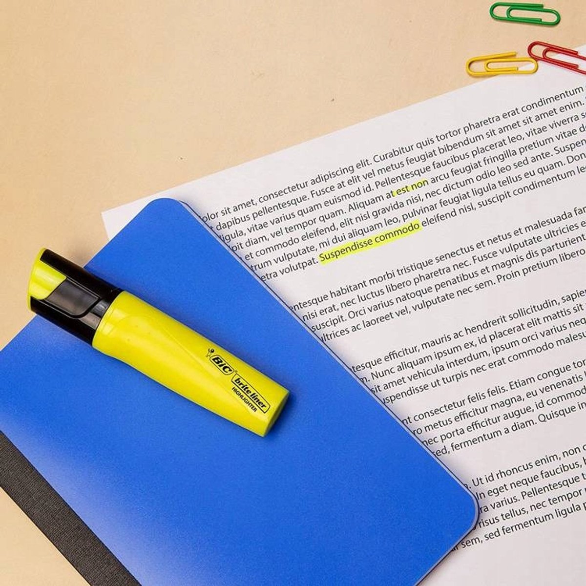 BIC Highlighter Flat Geel - Levendige Markering voor Al Uw Documenten