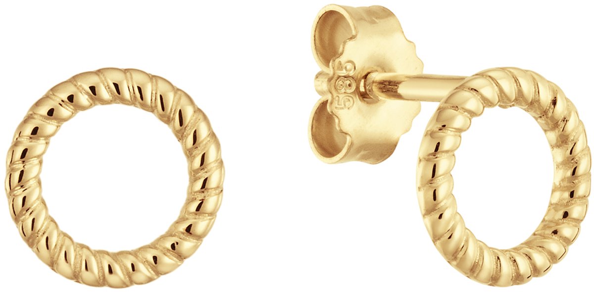 Glow 206.0797.00 Dames Oorbellen - Oorknopjes - Sieraad - 14 Karaat Goud - 7 mm breed - 7 mm lang