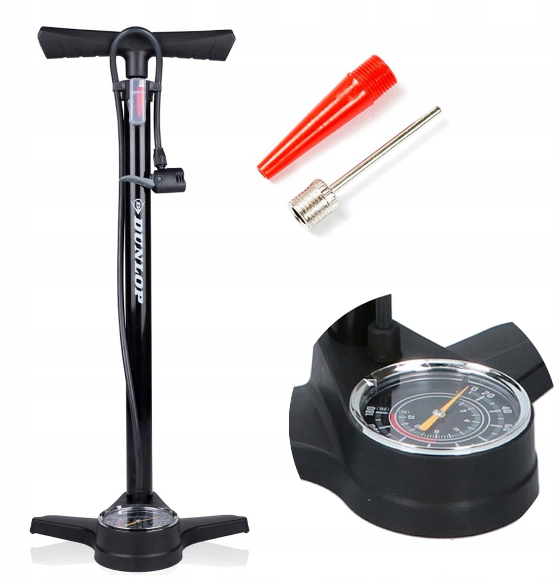 Dunlop Vloerfietspomp met Manometer - 12 BAR