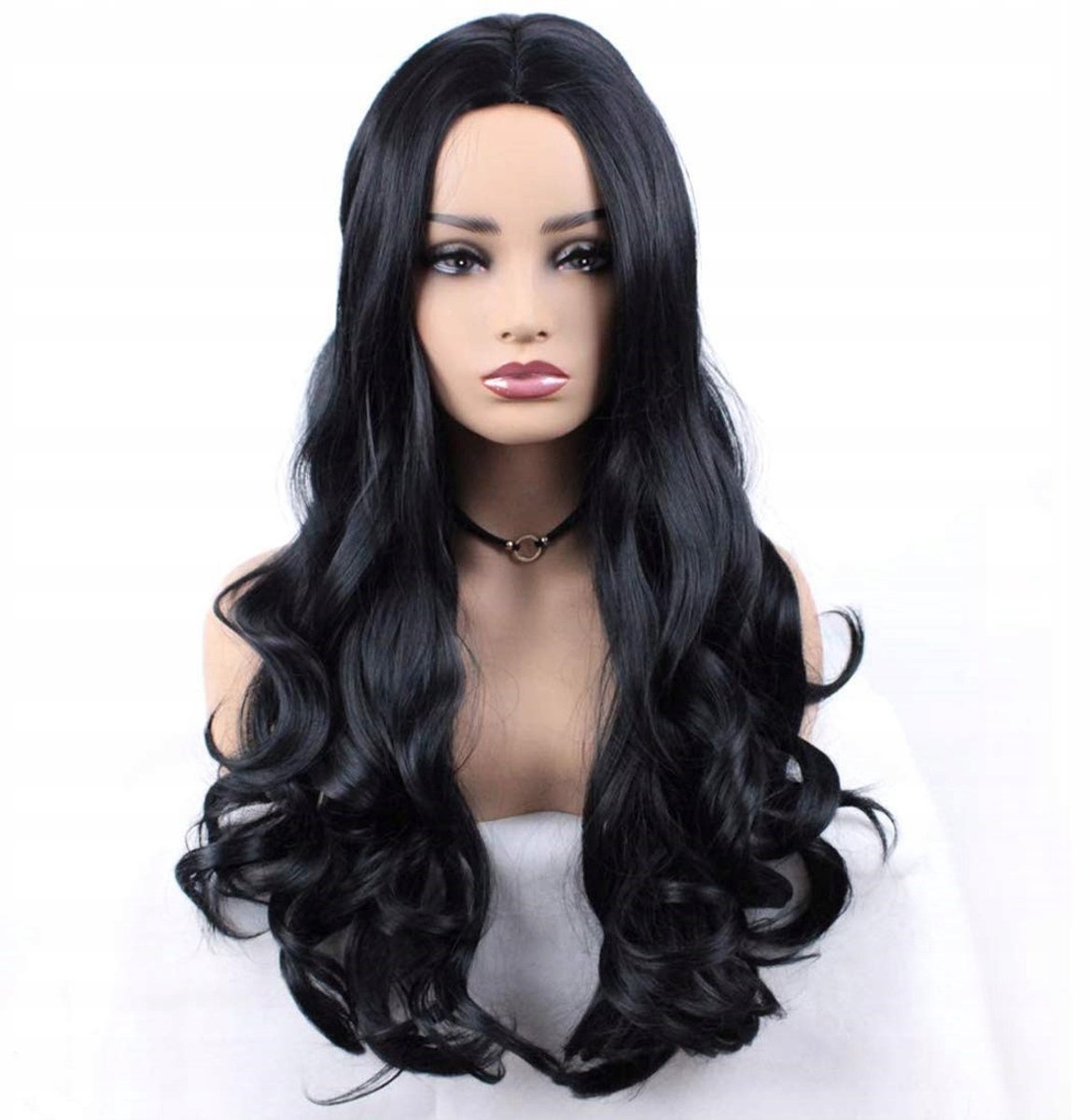 Damespruik Zwart Lang Goldvend Haar Cosplay Kostuum Accessoire
