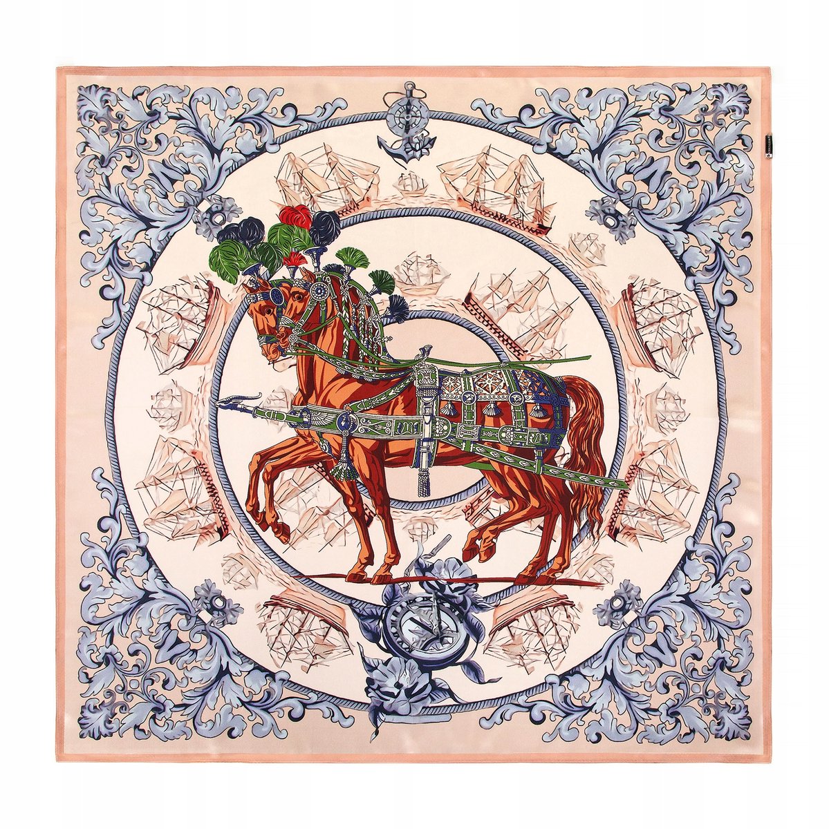 Wittchen Zijden Dames Sjaaltje Beige Blauw 66x66cm