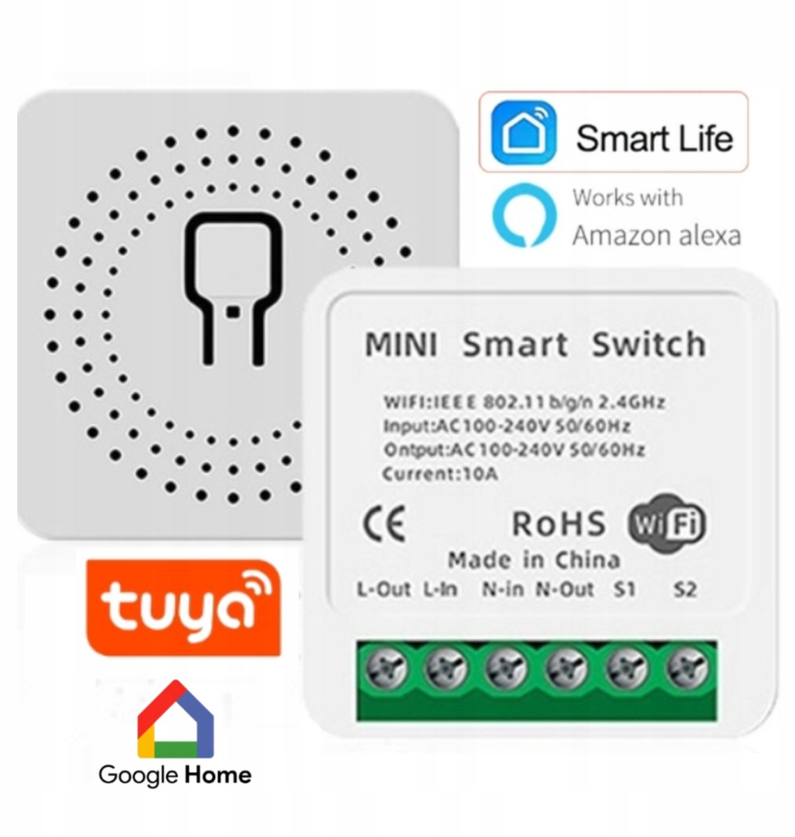 Slimme WiFi Relais Module voor Schakelaar & Stopcontact - 16A